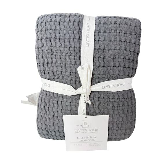 Levtex Home Other - Levtex Home Mills Throw Blanket 50x60 Charcoal Gray Timeless Collection NWT